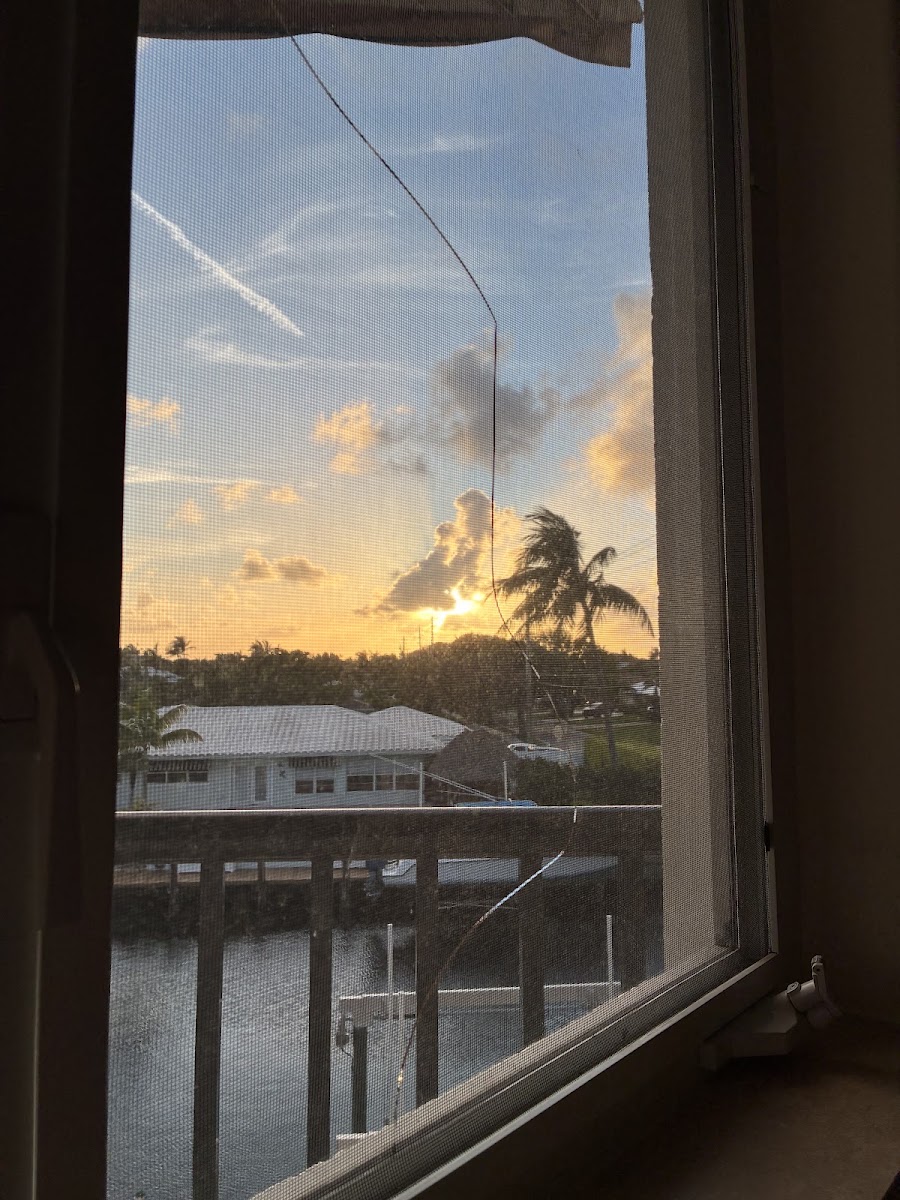 Cracked residential window pane in Boca Raton