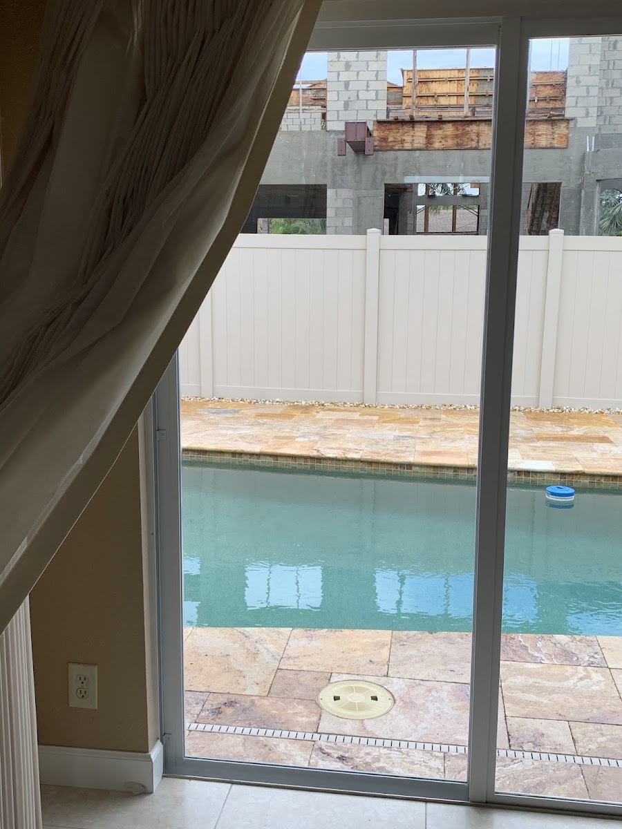 Glass panel installed in a residential window frame